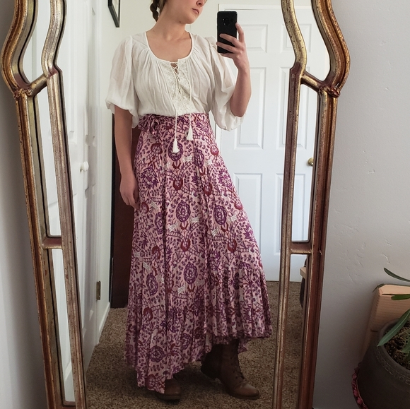 SWAPPED NWOT Moroccan Flora Wrap Maxi Skirt in Rose Quartz - Picture 3 of 11
